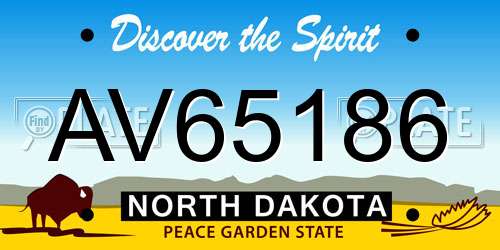 AV65186 North Dakota License Plate