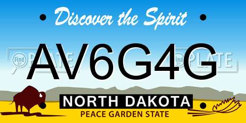 AV6G4G North Dakota License Plate