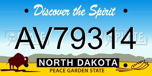 AV79314 North Dakota License Plate