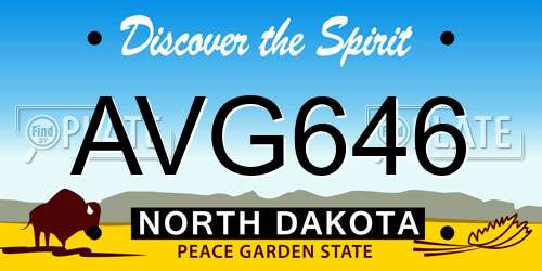 AVG646 North Dakota License Plate