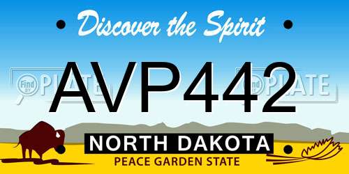 AVP442 North Dakota License Plate