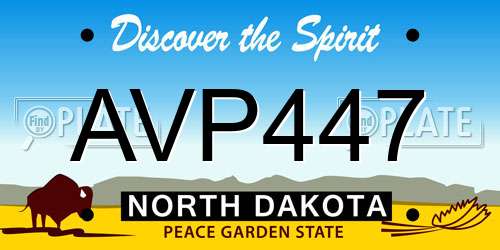 AVP447 North Dakota License Plate
