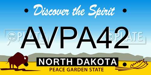 AVPA42 North Dakota License Plate