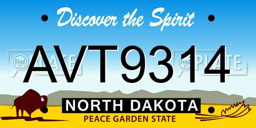 AVT9314 North Dakota License Plate