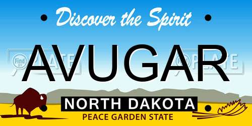 AVUGAR North Dakota License Plate
