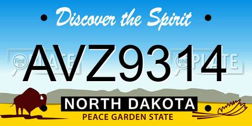 AVZ9314 North Dakota License Plate