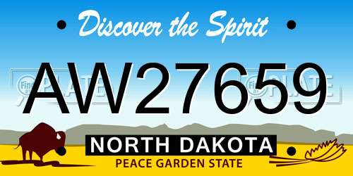 AW27659 North Dakota License Plate
