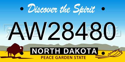 AW28480 North Dakota License Plate