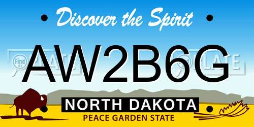 AW2B6G North Dakota License Plate