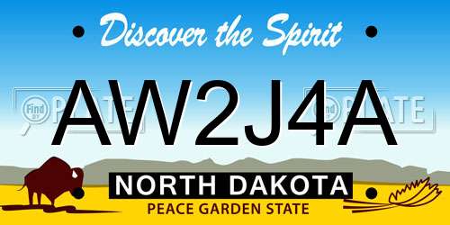 AW2J4A North Dakota License Plate