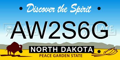 AW2S6G North Dakota License Plate