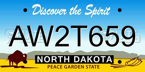 AW2T659 North Dakota License Plate