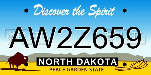 AW2Z659 North Dakota License Plate
