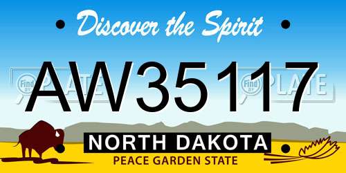 AW35117 North Dakota License Plate