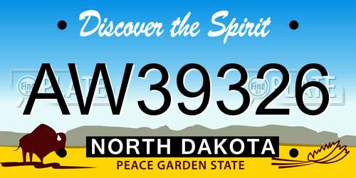 AW39326 North Dakota License Plate
