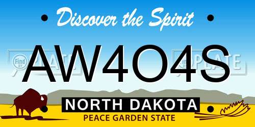 AW4O4S North Dakota License Plate