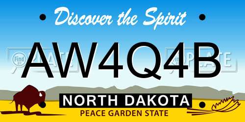 AW4Q4B North Dakota License Plate