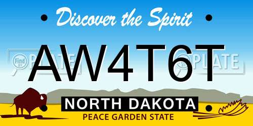 AW4T6T North Dakota License Plate