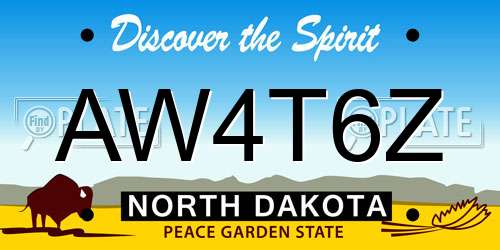 AW4T6Z North Dakota License Plate