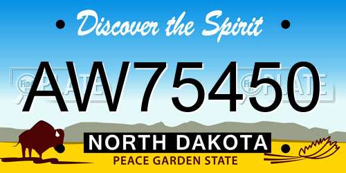 AW75450 North Dakota License Plate