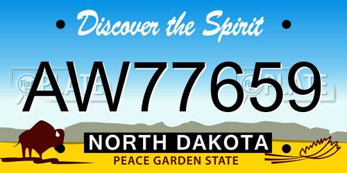 AW77659 North Dakota License Plate