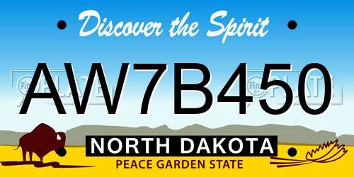 AW7B450 North Dakota License Plate