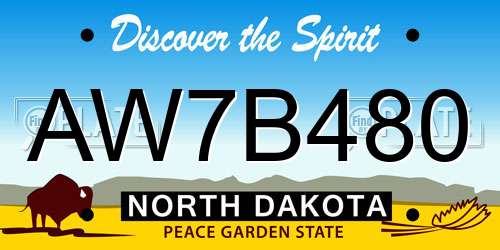 AW7B480 North Dakota License Plate