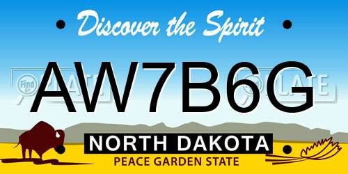 AW7B6G North Dakota License Plate