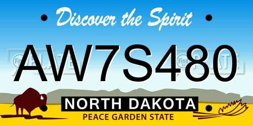 AW7S480 North Dakota License Plate