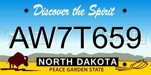 AW7T659 North Dakota License Plate