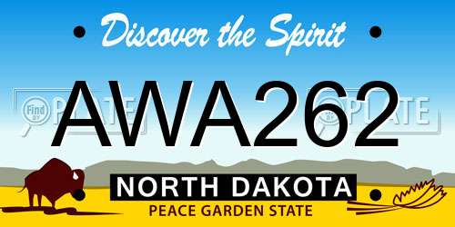 AWA262 North Dakota License Plate