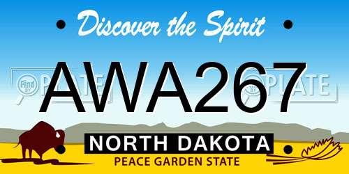 AWA267 North Dakota License Plate