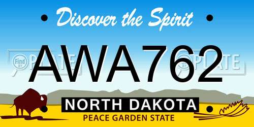 AWA762 North Dakota License Plate
