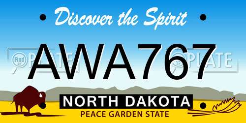 AWA767 North Dakota License Plate
