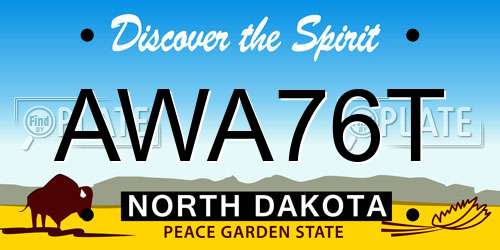 AWA76T North Dakota License Plate
