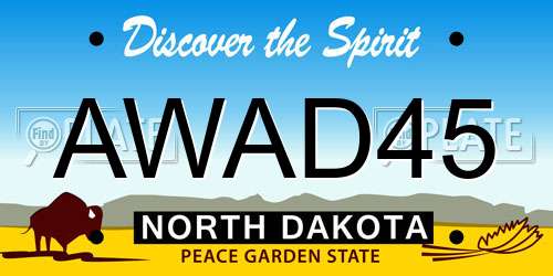 AWAD45 North Dakota License Plate