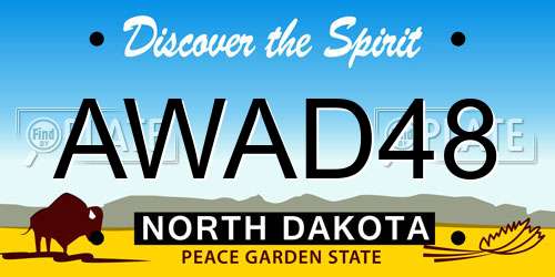AWAD48 North Dakota License Plate