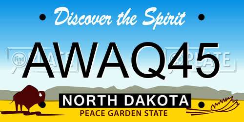 AWAQ45 North Dakota License Plate