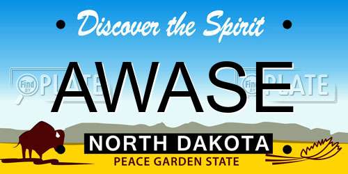 AWASE North Dakota License Plate