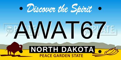 AWAT67 North Dakota License Plate
