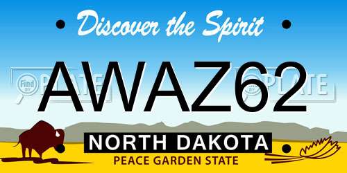 AWAZ62 North Dakota License Plate