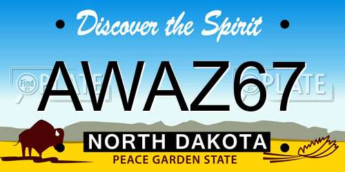 AWAZ67 North Dakota License Plate