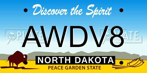 AWDV8 North Dakota License Plate