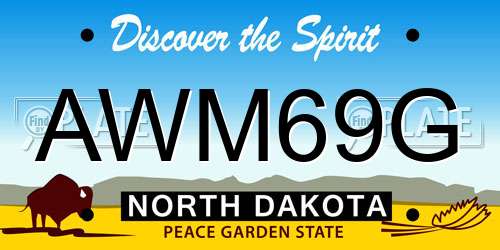 AWM69G North Dakota License Plate