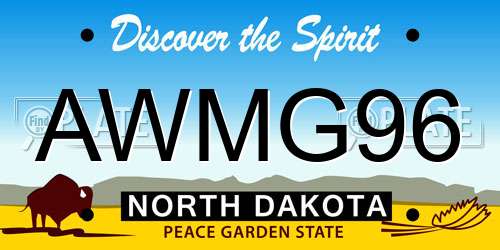 AWMG96 North Dakota License Plate
