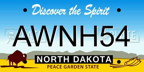 AWNH54 North Dakota License Plate