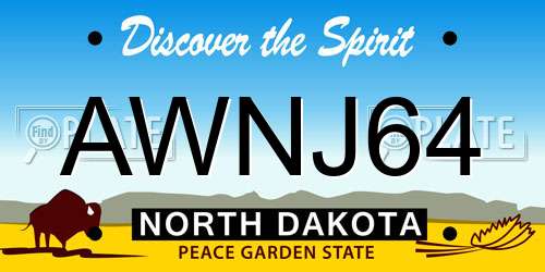 AWNJ64 North Dakota License Plate