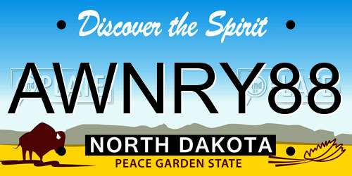 AWNRY88 North Dakota License Plate