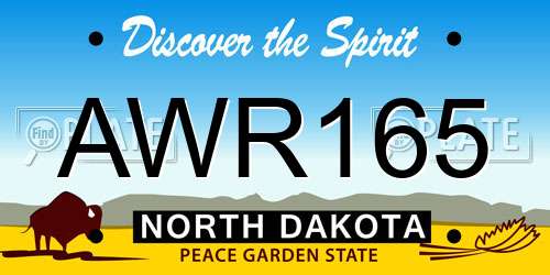 AWR165 North Dakota License Plate