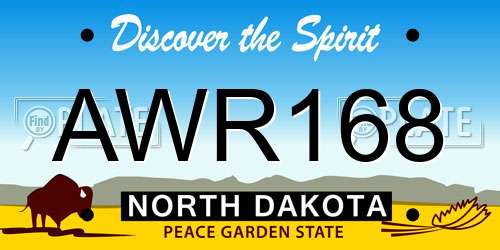 AWR168 North Dakota License Plate